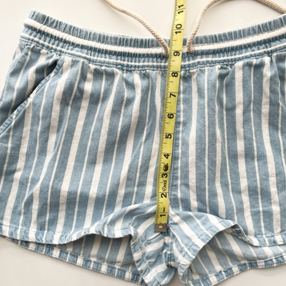 Aerie Cotton Pull On Drawstring Shorts Womens Small Blue White Stripe Summer - Picture 5 of 7